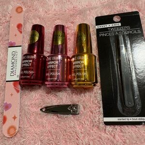 Sassy+Chic Black Tweezers and Diamond Cosmetics Nail Polish Set